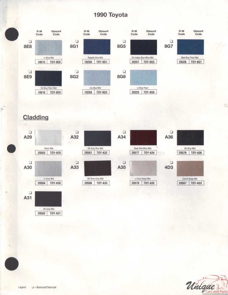1990 Toyota Paint Charts RM 3
